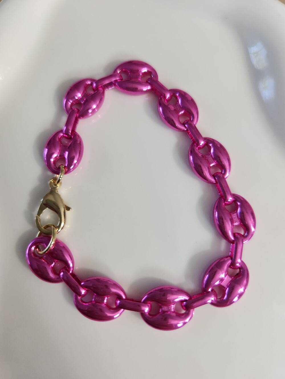 Pink Chrome Gucci Puff Bracelet